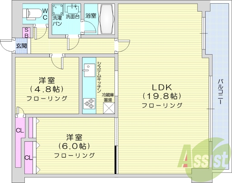 2LDK、灯油暖房、オートロック、宅配BOX