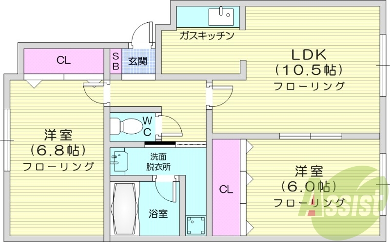 2LDK、トランクルーム、灯油暖房、ネット無料