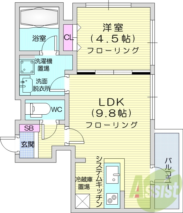 1LDK、オートロック、オール電化、ロードヒーティング