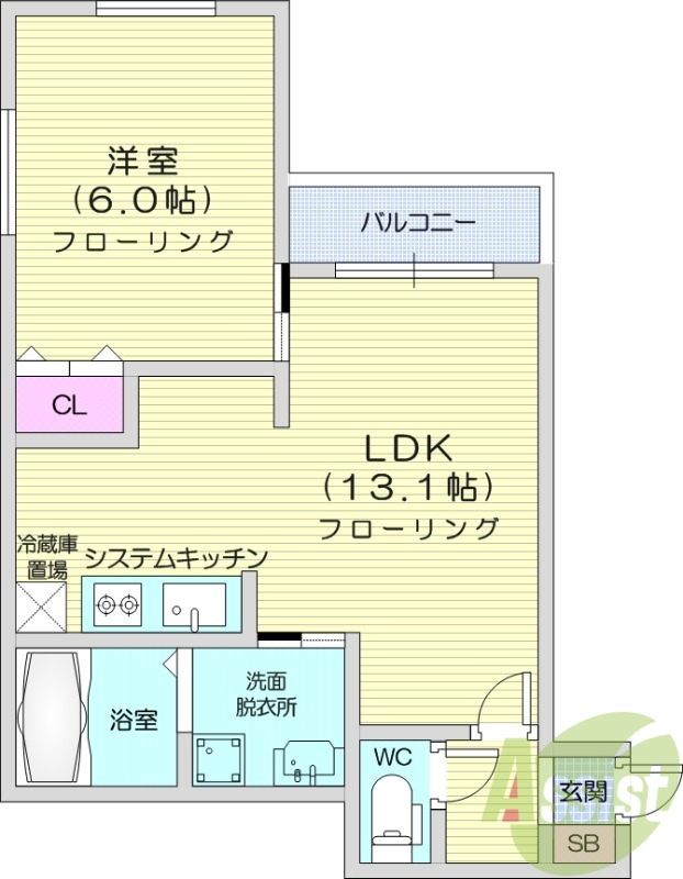 1LDK、ペット可、浴室乾燥機、システムキッチン