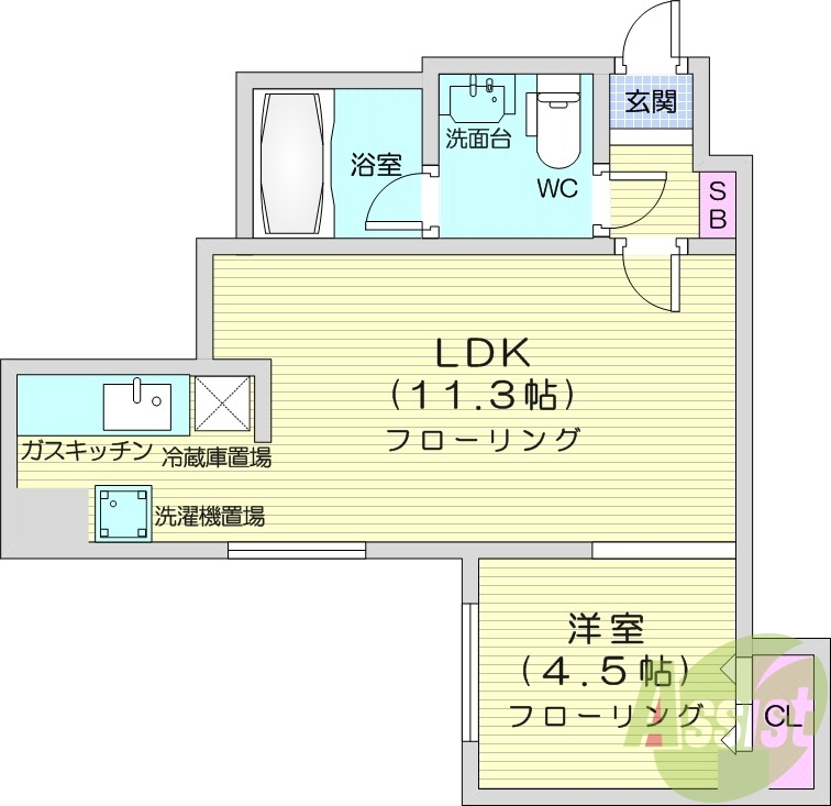 1LDK、エアコン、オートロック、ネット無料