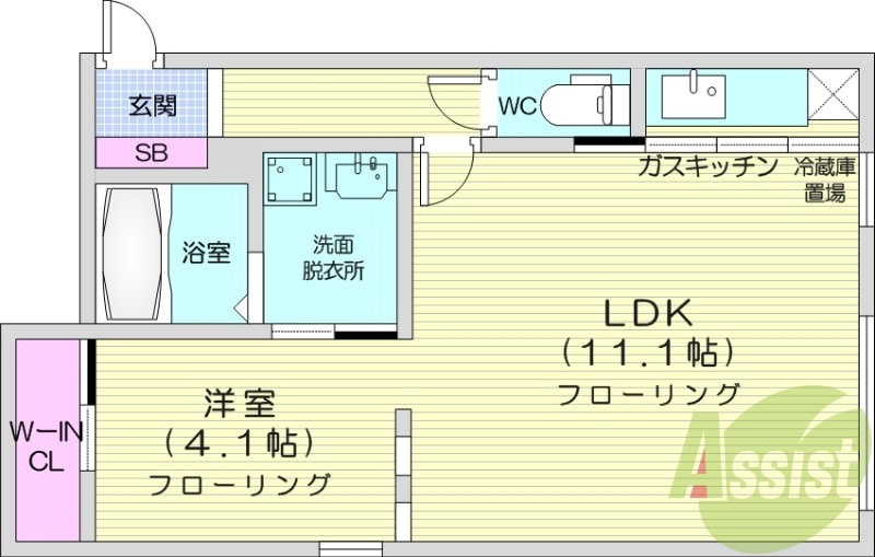 1LDK、角部屋、エアコン、追い炊き、灯油暖房