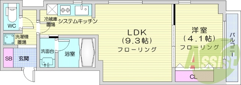 1LDK、都市ガス、ネット無料、エアコン、ペット可