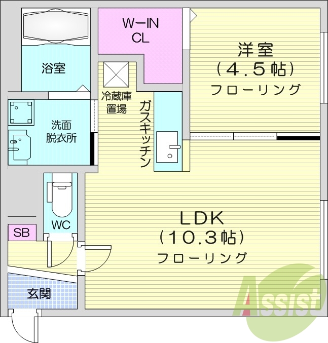 1LDK、エアコン、浴室乾燥機、ネット無料