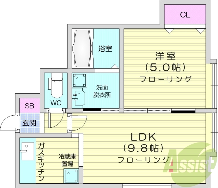 １LDK、トランクルーム、TVモニターフォン