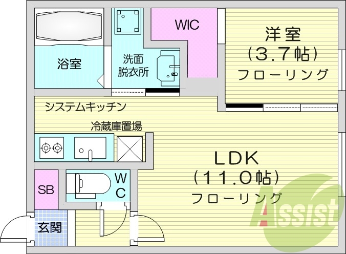 1LDK、エアコン、ウォークインクローゼット、宅配ボックス