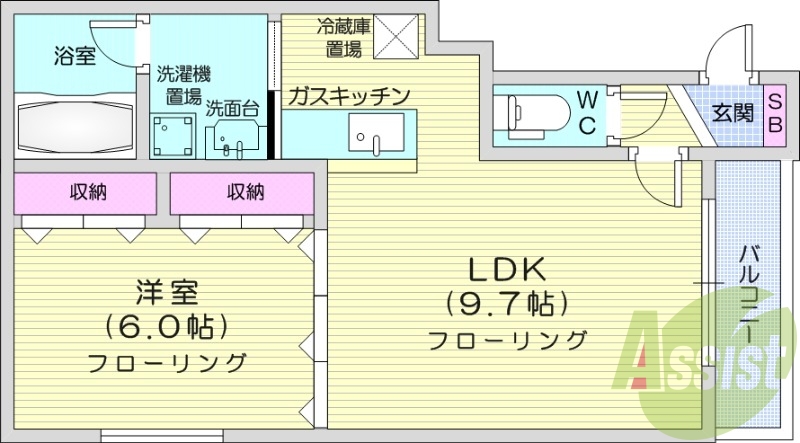 1LDK、エアコン、オートロック、灯油暖房