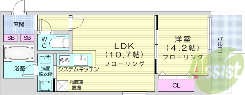 1LDK、独立洗面台、灯油暖房、シャワートイレ、