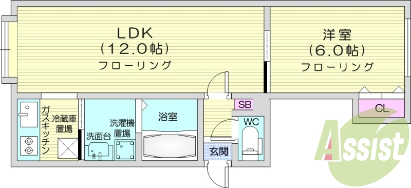 1LDK、エアコン、カメラ付きインターホン