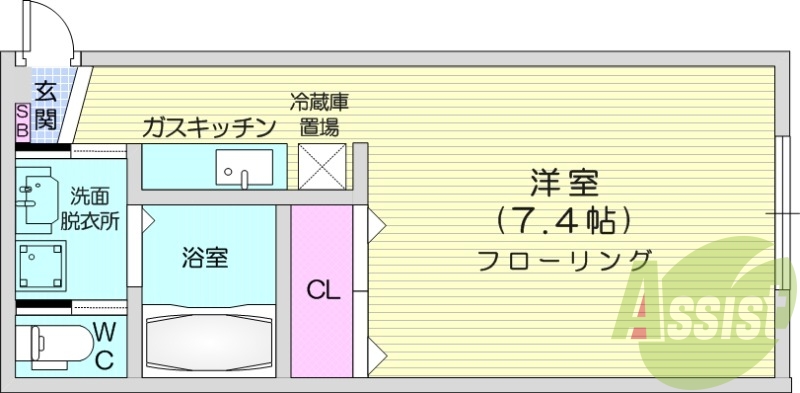 1K、灯油暖房、バス・トイレ別、オートロック、防犯カメラ