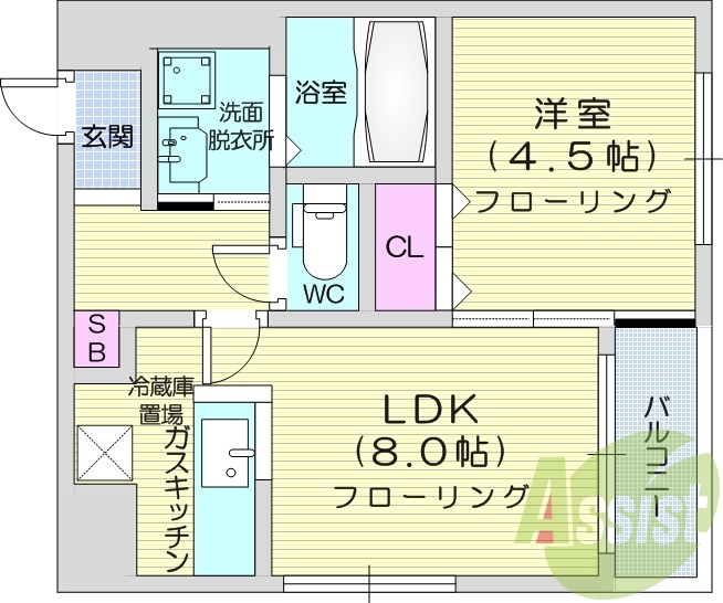 1LDK、エアコン、浴室乾燥、オートロック、宅配ボックス