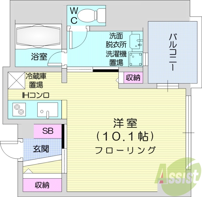 1R、収納、洗濯機置場、暖房設備、オール電化