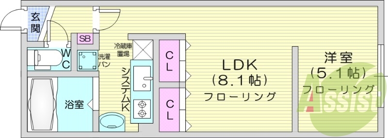 1LDK、オートロック、ロードヒーティング、灯油暖房
