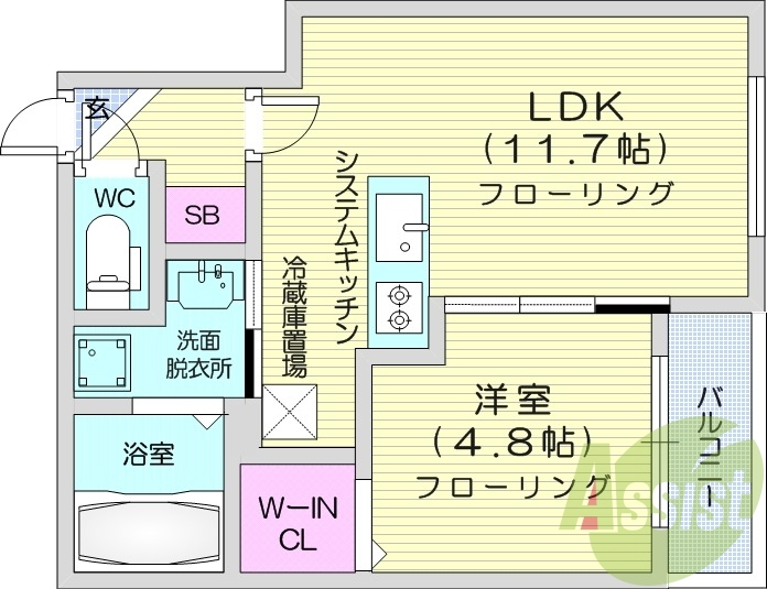 １LDK、エアコン、ガス料金上限、ネット使用料不要