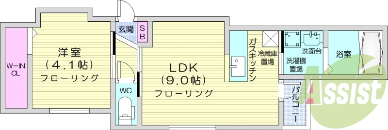 1LDK、オートロック、ウォークインクローゼット