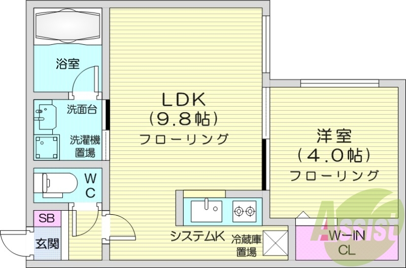 1LDK、収納、ネット無料、角部屋、灯油暖房
