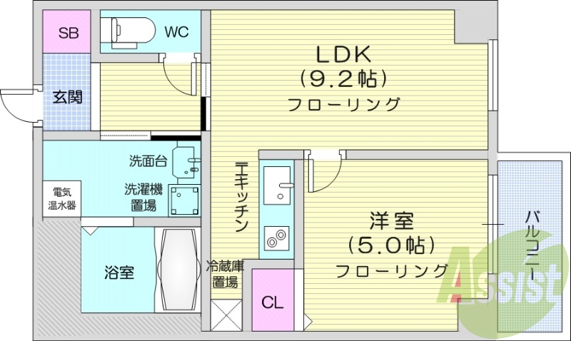 1LDK、オール電化、オートロック、防犯カメラ