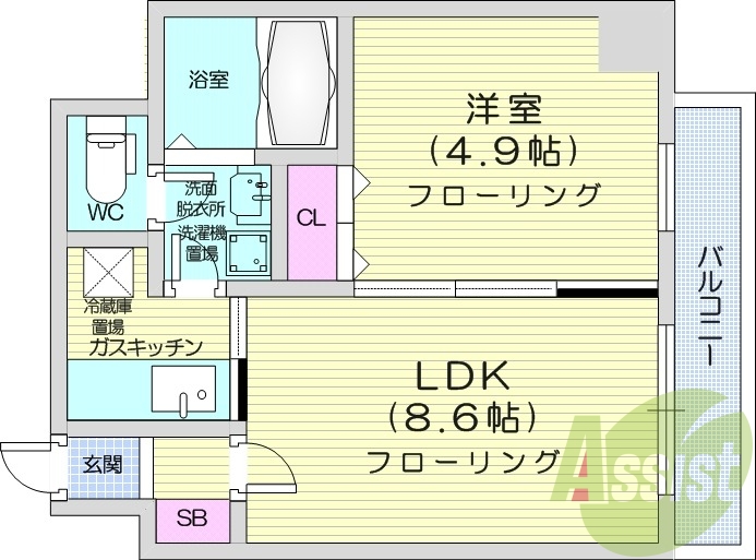 1LDK、収納、エアコン、灯油暖房、ネット無料