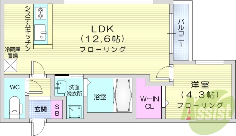 1LDK、エアコン、ネット無料、オートロック
