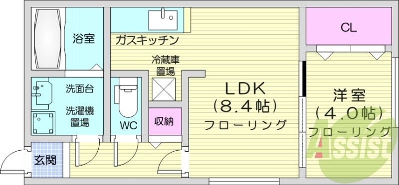 1LDK、クローゼット、灯油暖房、ネット使用料不要