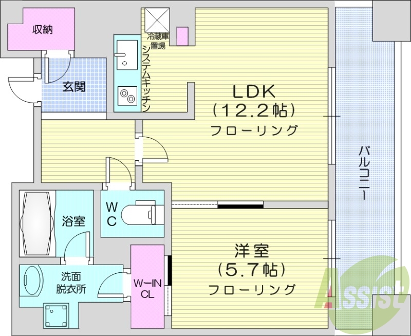 1LDK、都市ガス、浴室乾燥、追い焚き、エアコン