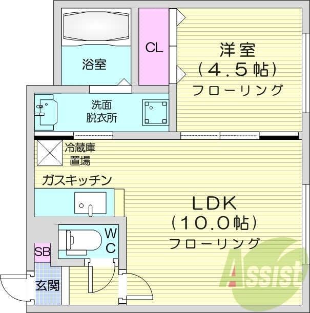 １LDK、オートロック、宅配BOX、ネット使用料不要
