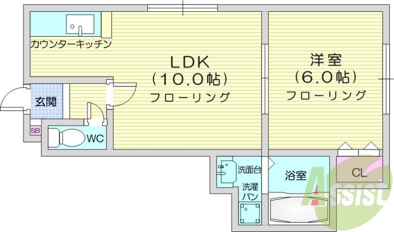 1LDK、角部屋、TVインターホン、灯油暖房