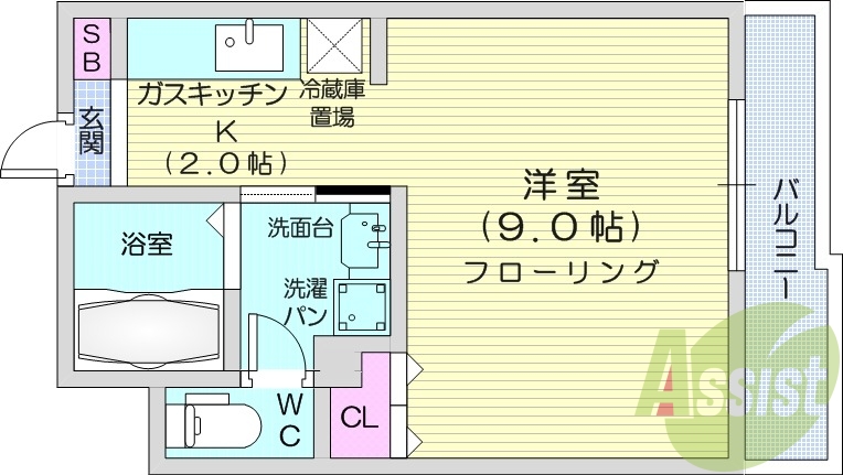 1K、オートロック、灯油暖房、ウォシュレット