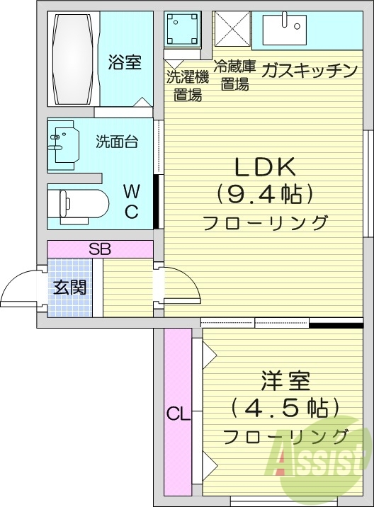 1LDK、オートロック、シャンプードレッサー、灯油暖房
