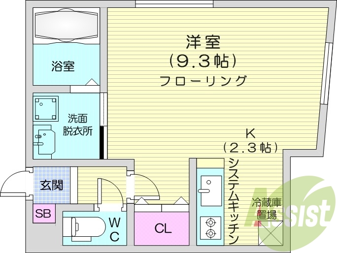 1K、防犯カメラ、オートロック、ネット無料