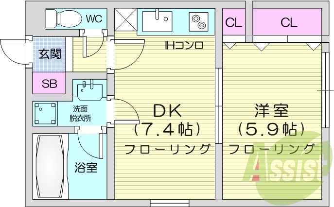 1DK、エアコン、オール電化、トランクルーム