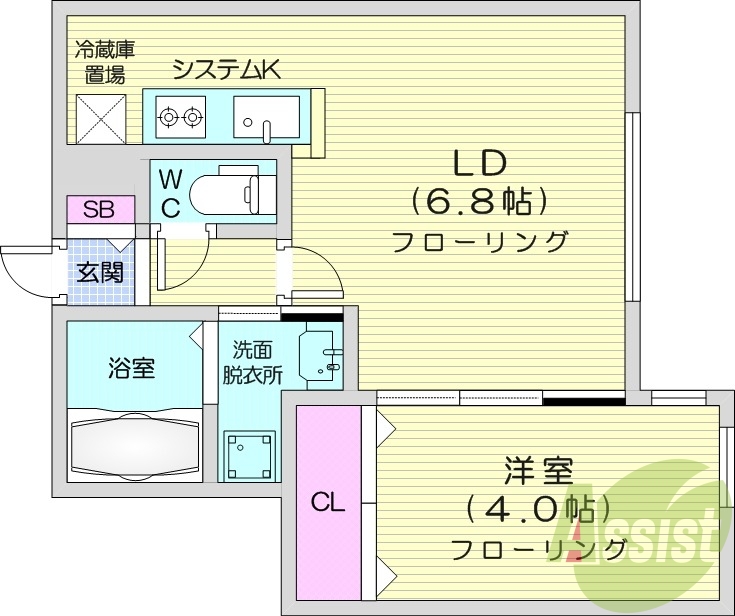 1LDK、エアコン、ガス暖房、ネット無料