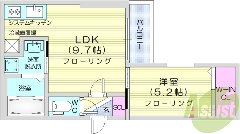1LDK、浴室乾燥機、都市ガス、エアコン