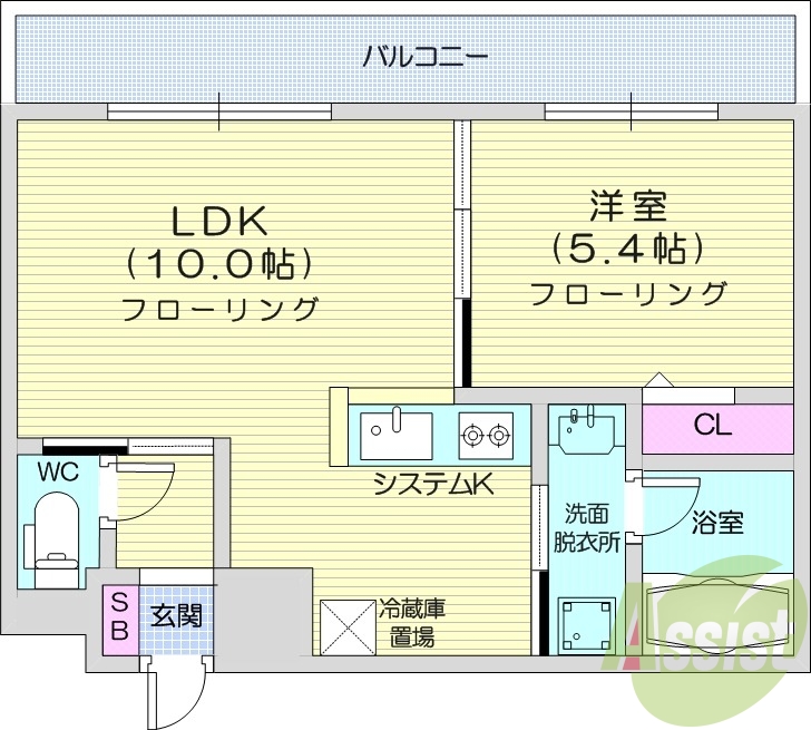 1LDK、オール電化、エアコン、システムキッチン、独立洗面台