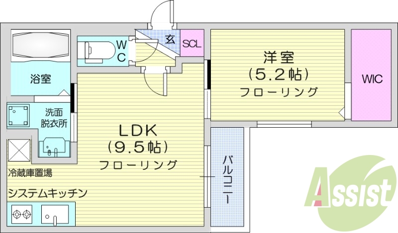 1LDK、浴室乾燥機、都市ガス、エアコン