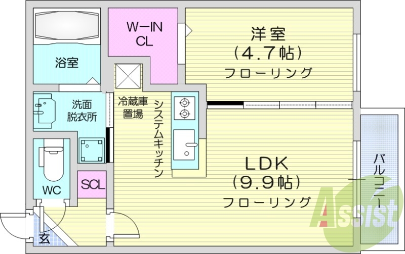 1LDK、浴室乾燥機、都市ガス、エアコン