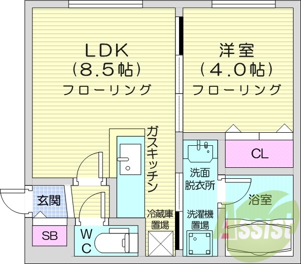 1LDK、エアコン、浴室乾燥機、オートロック