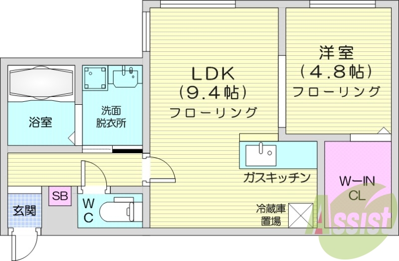 1LDK、エアコン、浴室乾燥機、独立洗面台、オートロック