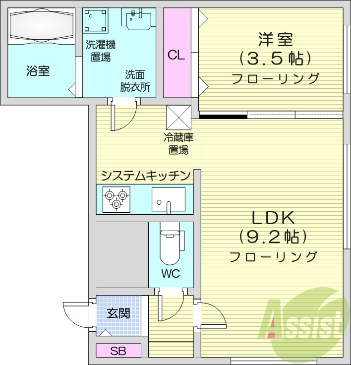 1LDK、エアコン、システムキッチン、灯油暖房、ネット無料