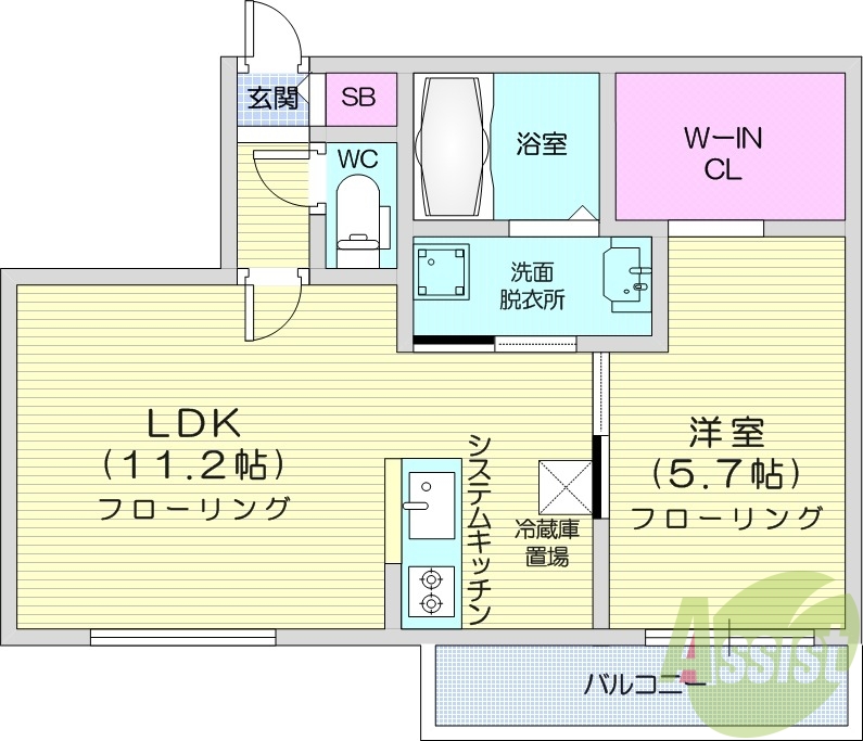 1LDK、エアコン、灯油暖房、ネット無料