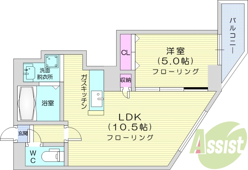 1LDK、灯油暖房、シャンプードレッサー、トランクルーム