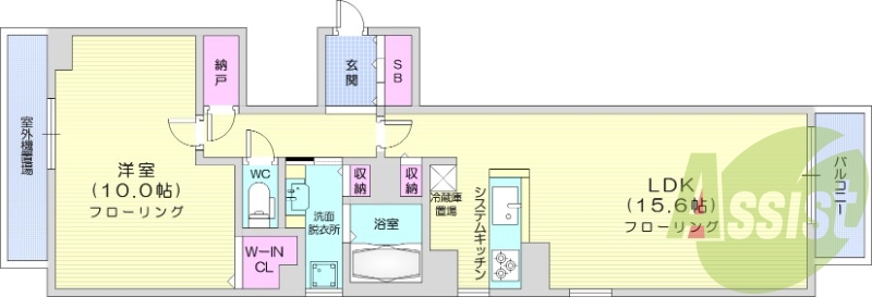 1LDK、都市ガス、エアコン、追い焚き、食器洗浄乾燥機