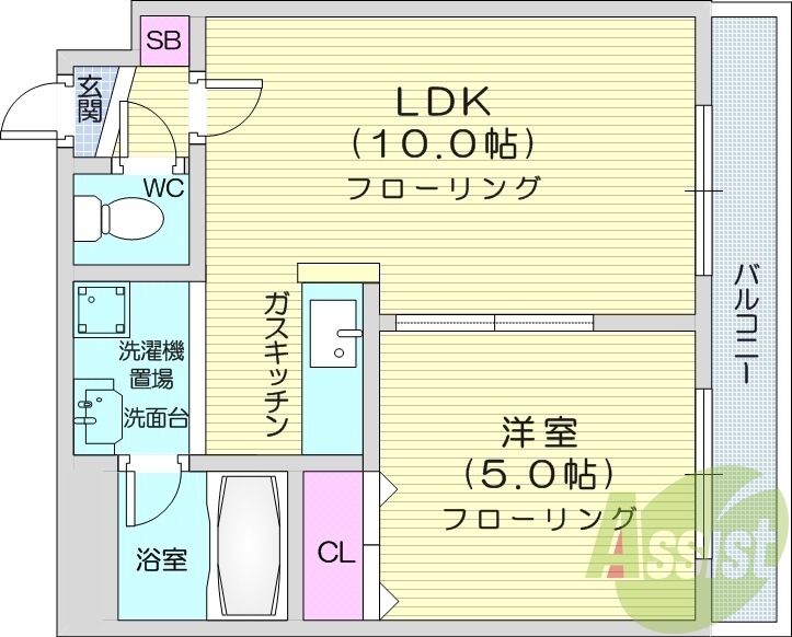 1LDK、エアコン、ネット無料、オートロック、収納