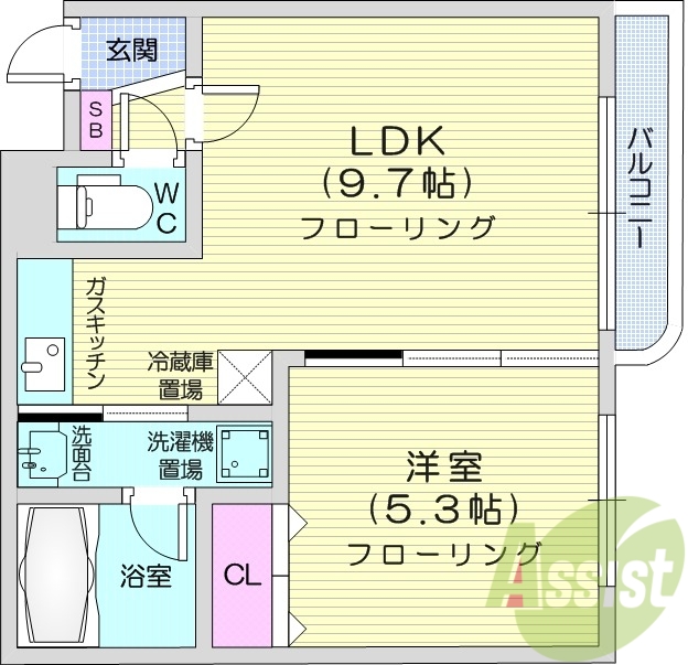 1LDK、都市ガス、ネット無料、灯油暖房