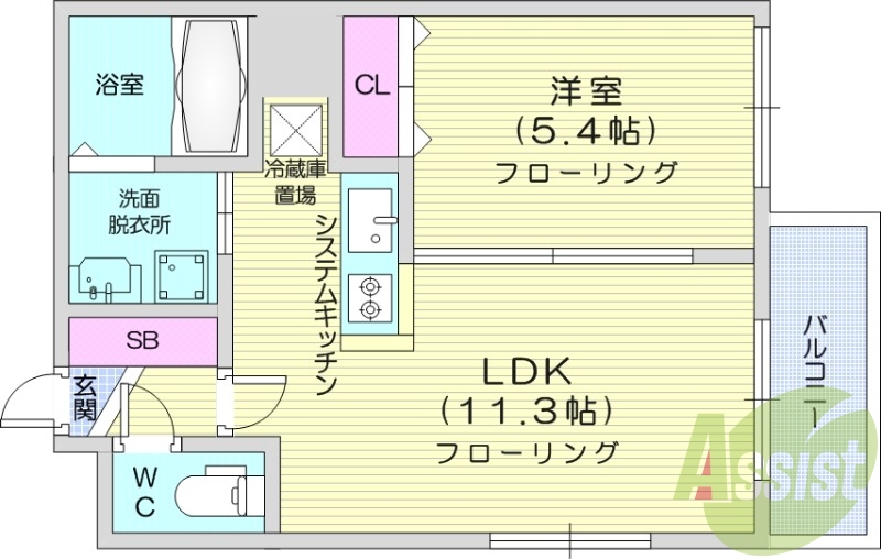 1LDK、オートロック、追い焚き、宅配ボックス