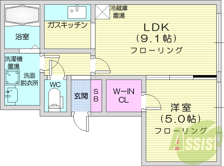 1LDK、インターネット無料、