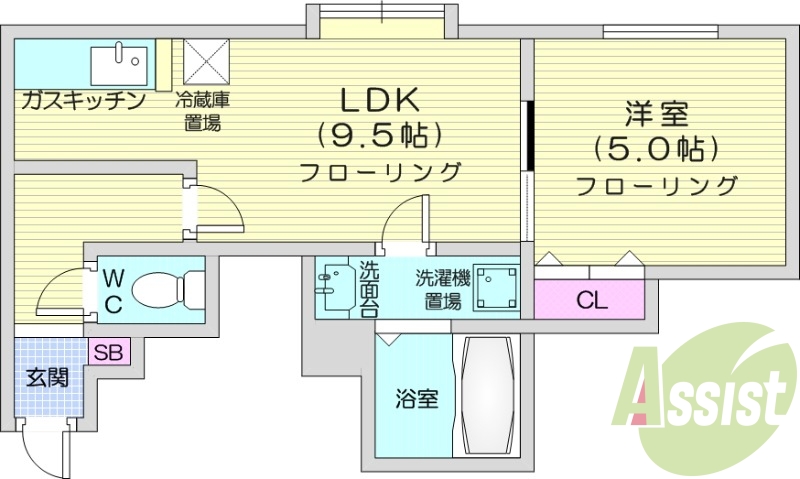 1LDK、灯油暖房、テレビモニターホン、収納