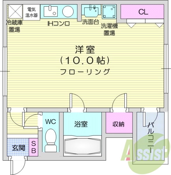 1R、独立洗面台、室内洗濯機置場、バストイレ別