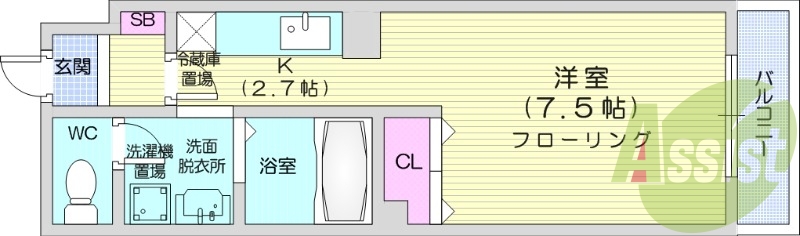 １K、エアコン、オートロック、ネット使用料不要