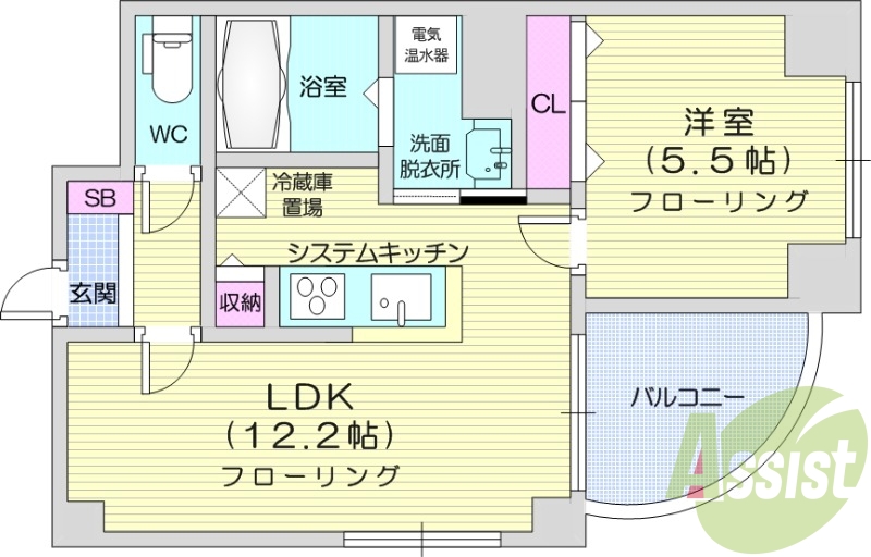 1LDK、ネット無料、バストイレ別、洗面脱衣所